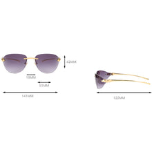 Load image into Gallery viewer, Kachawoo rimless cat eye sunglasses women oval metal eyewear accessories for men grey black Summer shades European style