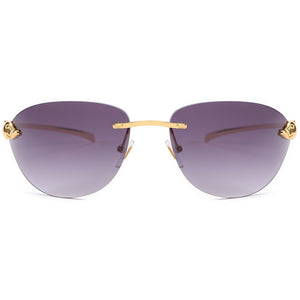 Kachawoo rimless cat eye sunglasses women oval metal eyewear accessories for men grey black Summer shades European style