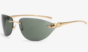 Kachawoo rimless cat eye sunglasses women oval metal eyewear accessories for men grey black Summer shades European style