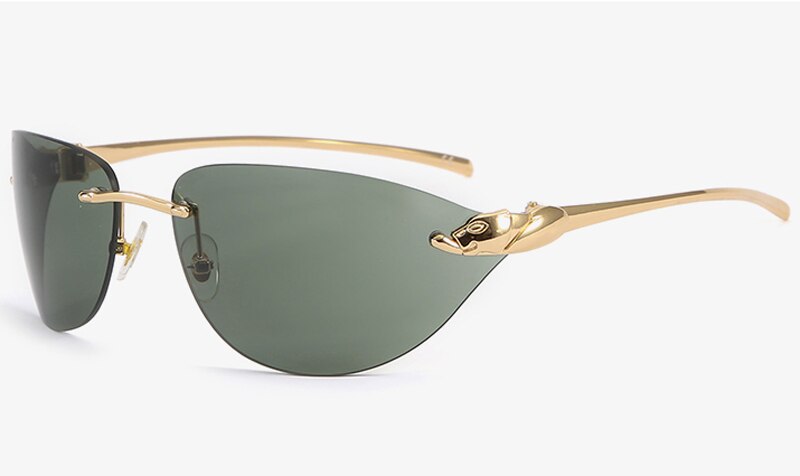 Kachawoo rimless cat eye sunglasses women oval metal eyewear accessories for men grey black Summer shades European style