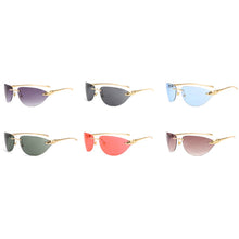 Load image into Gallery viewer, Kachawoo rimless cat eye sunglasses women oval metal eyewear accessories for men grey black Summer shades European style