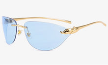Load image into Gallery viewer, Kachawoo rimless cat eye sunglasses women oval metal eyewear accessories for men grey black Summer shades European style
