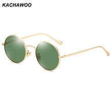 Load image into Gallery viewer, Kachawoo round polarized sunglasses for women metal gold green retro sun glasses man driving full rim style unisex eyewear