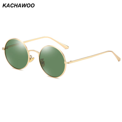Kachawoo round polarized sunglasses for women metal gold green retro sun glasses man driving full rim style unisex eyewear