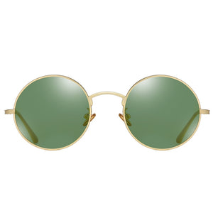 Kachawoo round polarized sunglasses for women metal gold green retro sun glasses man driving full rim style unisex eyewear