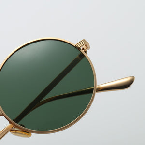 Kachawoo round polarized sunglasses for women metal gold green retro sun glasses man driving full rim style unisex eyewear