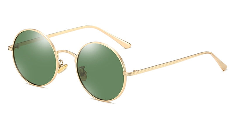Kachawoo round polarized sunglasses for women metal gold green retro sun glasses man driving full rim style unisex eyewear