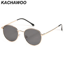 Load image into Gallery viewer, Kachawoo round sunglasses women men uv400 gold metal sun glasses small retro frame black brown Summer shades for drop-shipping