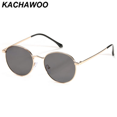 Kachawoo round sunglasses women men uv400 gold metal sun glasses small retro frame black brown Summer shades for drop-shipping