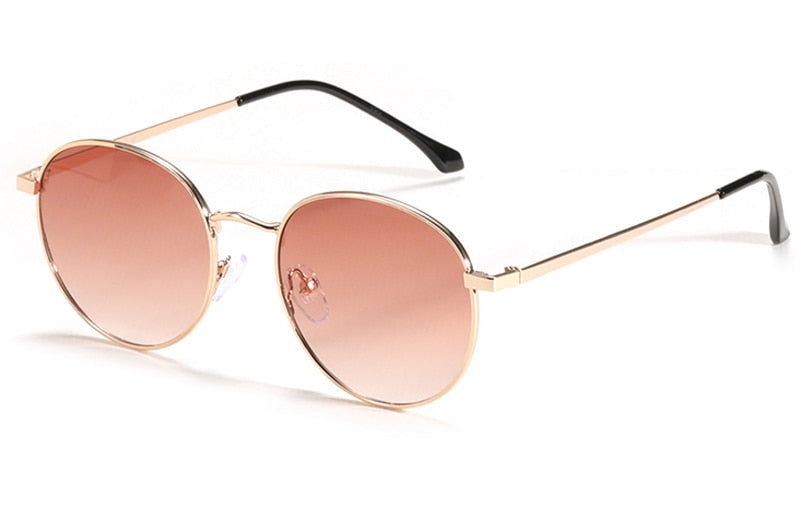 Kachawoo round sunglasses women men uv400 gold metal sun glasses small retro frame black brown Summer shades for drop-shipping