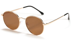 Kachawoo round sunglasses women men uv400 gold metal sun glasses small retro frame black brown Summer shades for drop-shipping