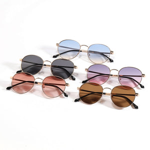 Kachawoo round sunglasses women men uv400 gold metal sun glasses small retro frame black brown Summer shades for drop-shipping
