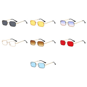 Kachawoo small frame rectangular sunglasses for men European style metal retro sun glasses women decoration blue black brown