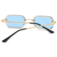 Load image into Gallery viewer, Kachawoo small frame rectangular sunglasses for men European style metal retro sun glasses women decoration blue black brown