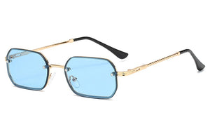 Kachawoo small frame rectangular sunglasses for men European style metal retro sun glasses women decoration blue black brown