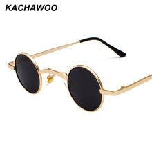 Carica l&#39;immagine nel visualizzatore di Gallery, Kachawoo piccoli occhiali da sole rotondi da uomo montatura in metallo rotondi stile retrò piccoli occhiali da sole per accessori donna estate 2023 UV400 