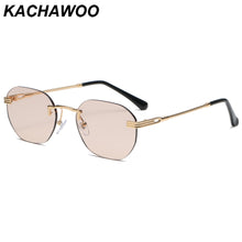 Load image into Gallery viewer, Kachawoo square retro sunglasses rimless brown black metal sun glasses for men women popular accessories  selling drop ship