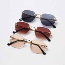 Load image into Gallery viewer, Kachawoo square retro sunglasses rimless brown black metal sun glasses for men women popular accessories  selling drop ship