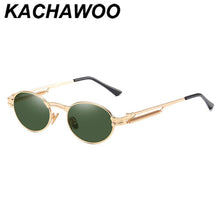 Carica l'immagine nel visualizzatore di Gallery, Kachawoo women retro sunglasses vintage punk style gold green oval sun glasses for men round uv400 unisex 2023