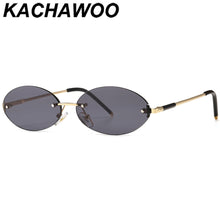Load image into Gallery viewer, Kachawoo women&#39;s oval sunglasses retro male gold men&#39;s sun glasses blue metal narrow unisex winter gift items round