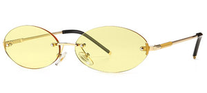 Kachawoo women's oval sunglasses retro male gold men's sun glasses blue metal narrow unisex winter gift items round