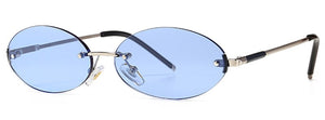 Kachawoo women's oval sunglasses retro male gold men's sun glasses blue metal narrow unisex winter gift items round