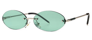 Kachawoo women's oval sunglasses retro male gold men's sun glasses blue metal narrow unisex winter gift items round