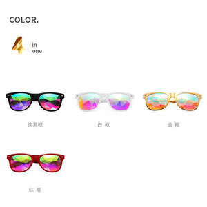 Kaleidoscope Glasses Rave Men Round Festival Sunglasses Women Party Psychedelic Prism Diffracted Lens EDM Sunglasses Female