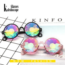 Carica l&#39;immagine nel visualizzatore di Gallery, Caleidoscopio Occhiali Rave Uomini Rotondi Caleidoscopio Occhiali da sole Donna Partito Psichedelico Prisma Lente diffratta EDM Occhiali da sole Femminili 