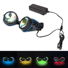 Load image into Gallery viewer, Kaleidoscope Rave Rainbow Crystal Lenses Steampunk Goggles EDM Festival Rave Party Cosplay Punk Vintage Glass Eyewear