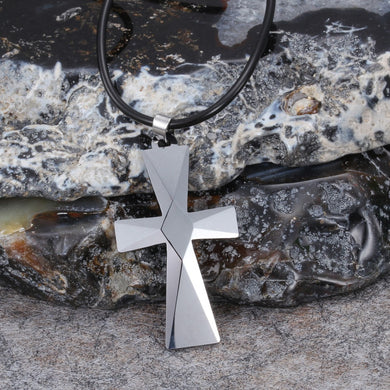 Fashion Jewelry Tungsten Steel Metal Pendant Necklace Silver Color Men Cross Pendant Professional Modern Pendant Necklace