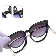 Load image into Gallery viewer, Kanspace 2 In 1 Magnetic Polarized Glasses Women Myopia Optical Cat Eye Eyeglasses Frame Stylish Clip On Sunglasses 95318