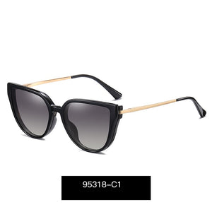 Kanspace 2 In 1 Magnetic Polarized Glasses Women Myopia Optical Cat Eye Eyeglasses Frame Stylish Clip On Sunglasses 95318
