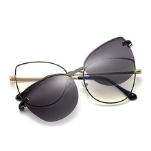 Load image into Gallery viewer, Kanspace Cat Eye  Glasses Frame Women 2 In 1 Clip On Sunglasses Vintage Myopia Optical Eyewear Magnetic 95951