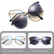 Load image into Gallery viewer, Kanspace Women Cat Eye Glasses Frames  2 In 1 Magnetic Clip On Polarized Sunglasses Myopia Prescription Eyewear 95802