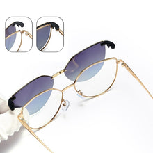 Load image into Gallery viewer, Kanspace Women Cat Eye Glasses Frames  2 In 1 Magnetic Clip On Polarized Sunglasses Myopia Prescription Eyewear 95802