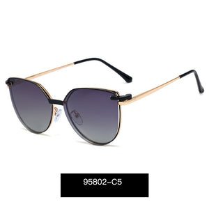 Kanspace Women Cat Eye Glasses Frames  2 In 1 Magnetic Clip On Polarized Sunglasses Myopia Prescription Eyewear 95802