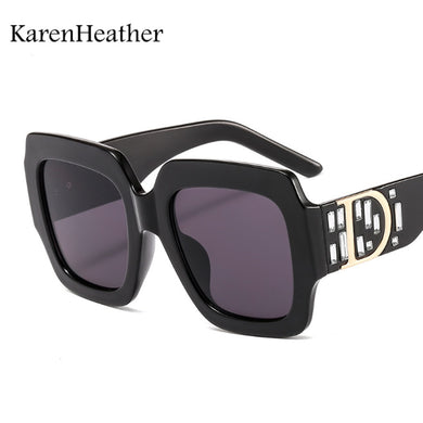Occhiali da sole quadrati di marca KarenHeather per donna uomoOcchiali da sole retrò con ombreggiatura oversize UV400 con D 