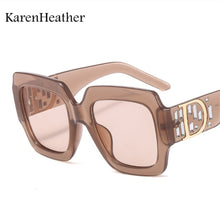 Carica l&#39;immagine nel visualizzatore di Gallery, Occhiali da sole quadrati di marca KarenHeather per donna uomoOcchiali da sole retrò con ombreggiatura oversize UV400 con D 