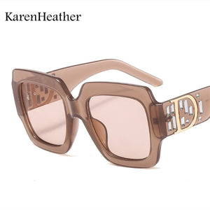 Occhiali da sole quadrati di marca KarenHeather per donna uomoOcchiali da sole retrò con ombreggiatura oversize UV400 con D 