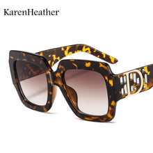 Carica l&#39;immagine nel visualizzatore di Gallery, Occhiali da sole quadrati di marca KarenHeather per donna uomoOcchiali da sole retrò con ombreggiatura oversize UV400 con D 