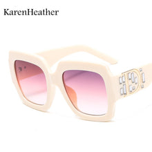 Carica l&#39;immagine nel visualizzatore di Gallery, Occhiali da sole quadrati di marca KarenHeather per donna uomoOcchiali da sole retrò con ombreggiatura oversize UV400 con D 
