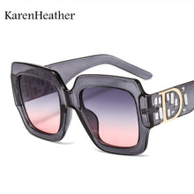 Carica l&#39;immagine nel visualizzatore di Gallery, Occhiali da sole quadrati di marca KarenHeather per donna uomoOcchiali da sole retrò con ombreggiatura oversize UV400 con D 