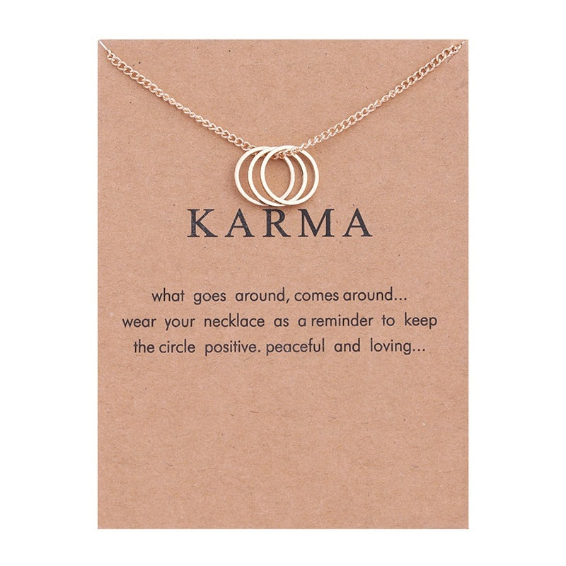 Karma Gold-color Three Circle Necklace