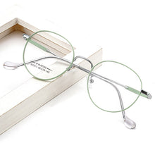 Load image into Gallery viewer, KatKani Men and Women Titanium Alloy Two-tone Eyeglasses Frame Retro Round Myopia Hyperopia/Prescription Spectacle Frame AC017