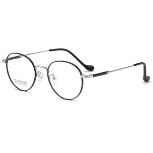 KatKani Men and Women Titanium Alloy Two-tone Eyeglasses Frame Retro Round Myopia Hyperopia/Prescription Spectacle Frame AC017