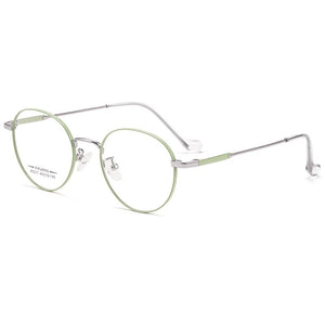 KatKani Men and Women Titanium Alloy Two-tone Eyeglasses Frame Retro Round Myopia Hyperopia/Prescription Spectacle Frame AC017