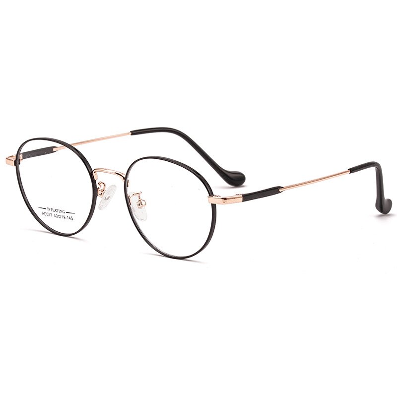 KatKani Men and Women Titanium Alloy Two-tone Eyeglasses Frame Retro Round Myopia Hyperopia/Prescription Spectacle Frame AC017