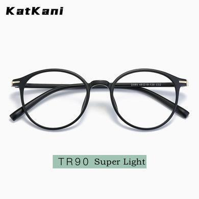 KatKani Men's And Women's Ultra-LightRetro Round Eyeglasses Frame Myopia/Hyperopia/Astigmatism Prescription Glasses D085