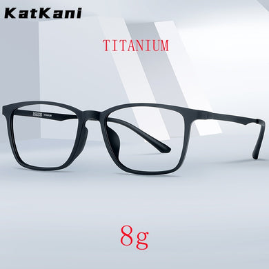 KatKani Men's Pure Titanium Spectacle Frame Super Light Comfortable Large Eyeglasses Frame Optical Prescription Glasses HR3067